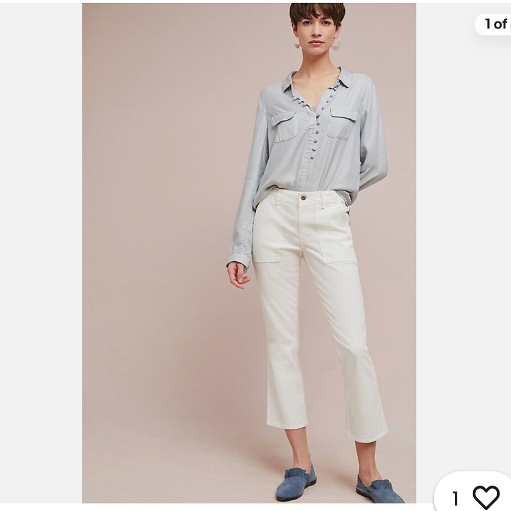 Anthropologie Utility Cropped kick flare Jeans